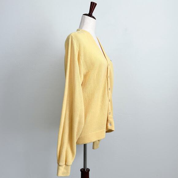 Vintage Challenger Yellow Orlon Acrylic Knit V-Neck Cardigan - Picture 4 of 6